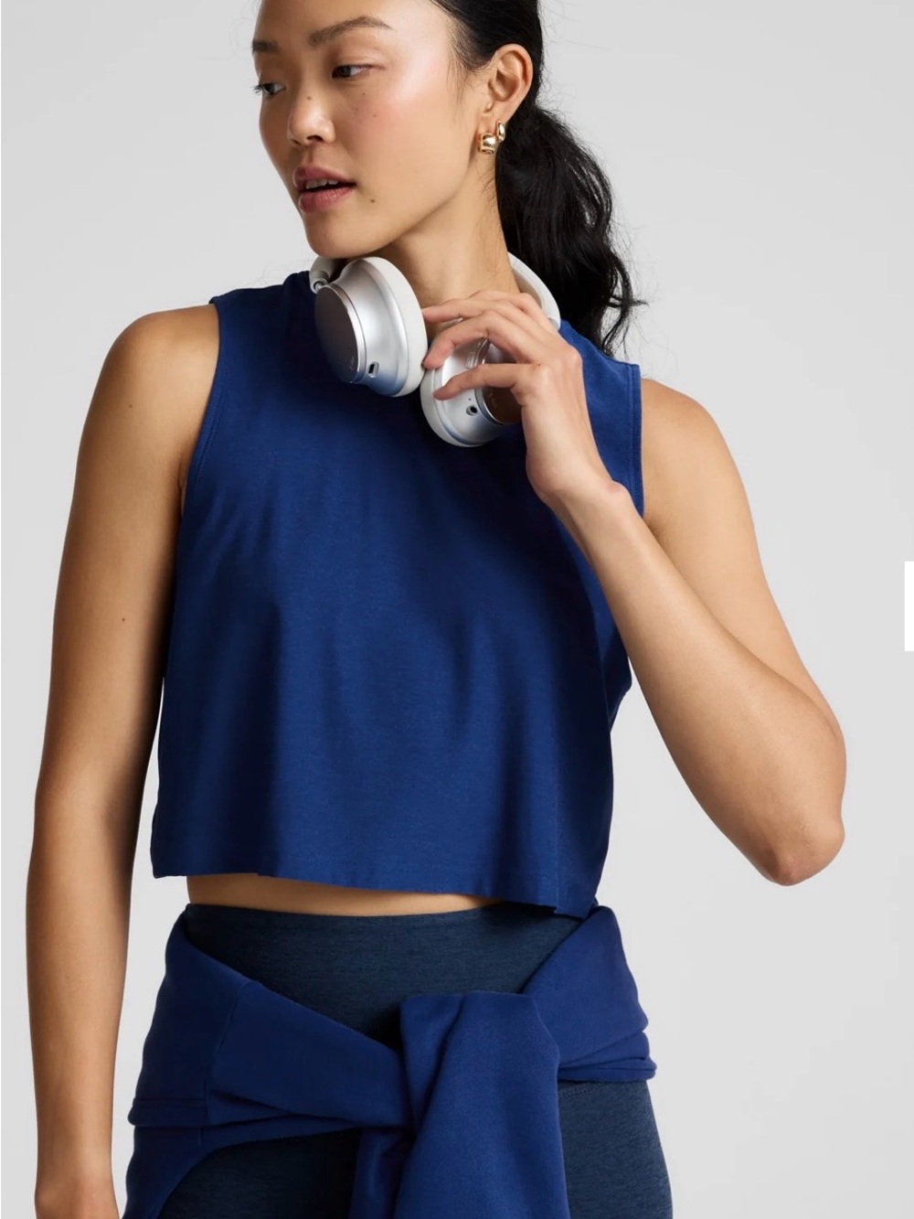Set of 3- Women’s Sleeveless Crop Tank Top - Blue,Green, and Grey